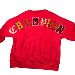 Champion Reverse Weave Sweatshirt Men's Large Crew Spellout Calligraphy Varsity